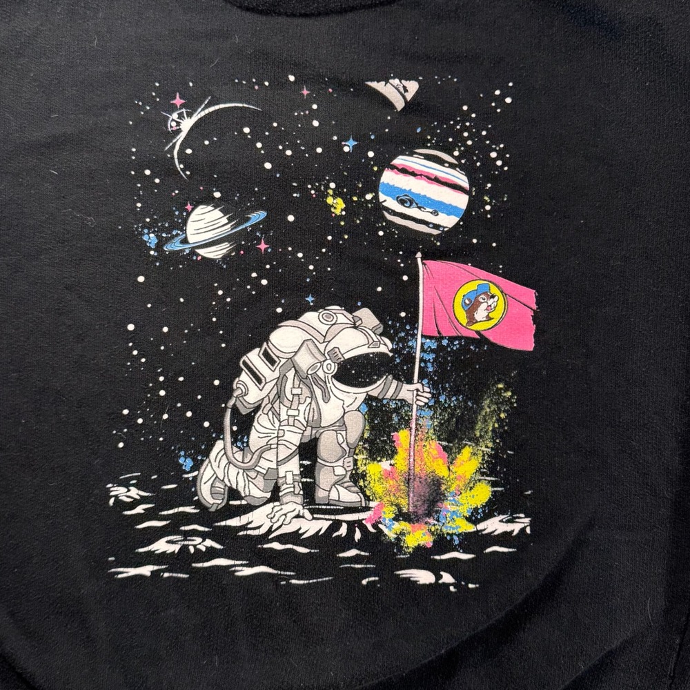Kids Buc-ees Black Astronaut Space‎ Moon 2023 Graphic Hoodie Youth Size YS Small